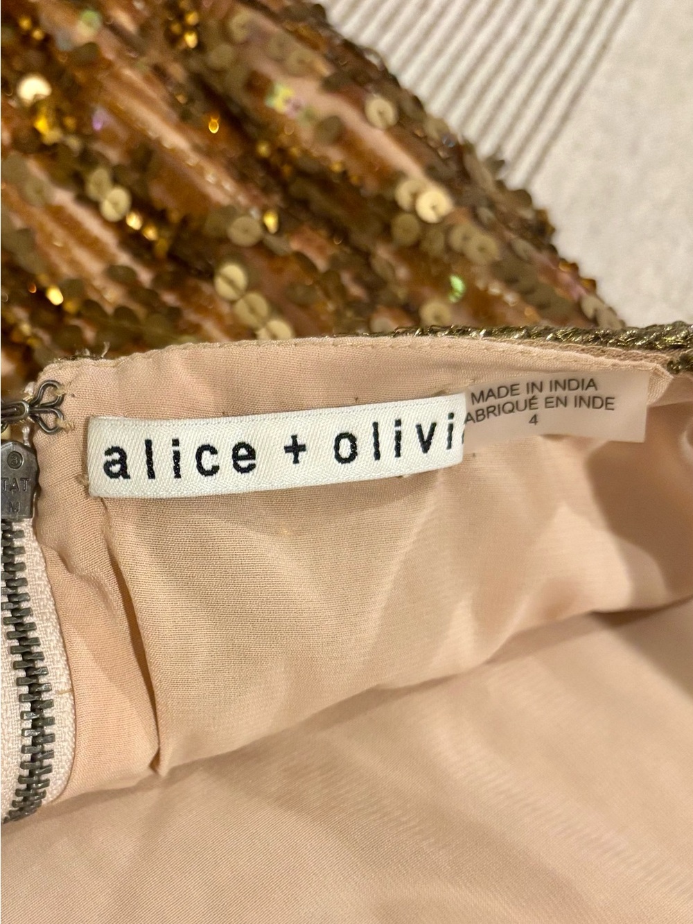 Alice + Olivia Gold Sequin Fringe Cocktail Dress - Picture 4 of 7